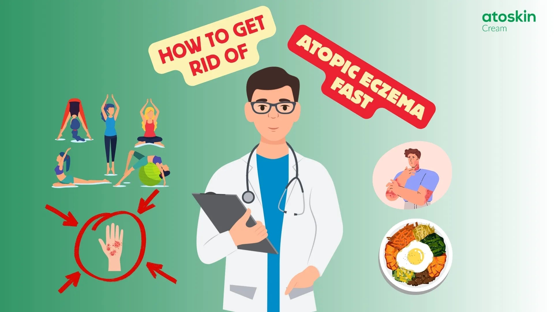 Doctor explaining how to get fast relief from atopic dermatitis, including lifestyle changes, diet, and symptom management.