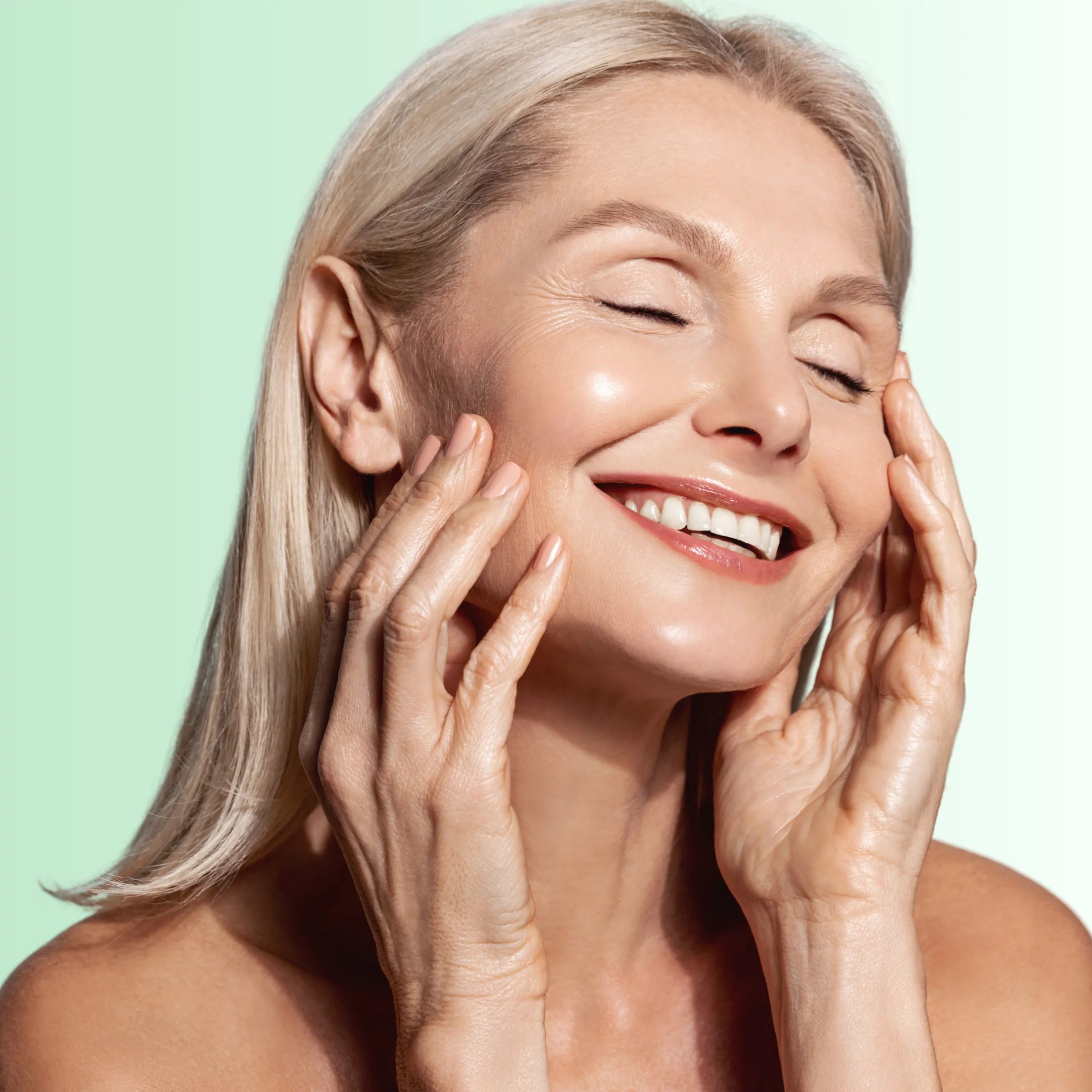 happy woman with shine face