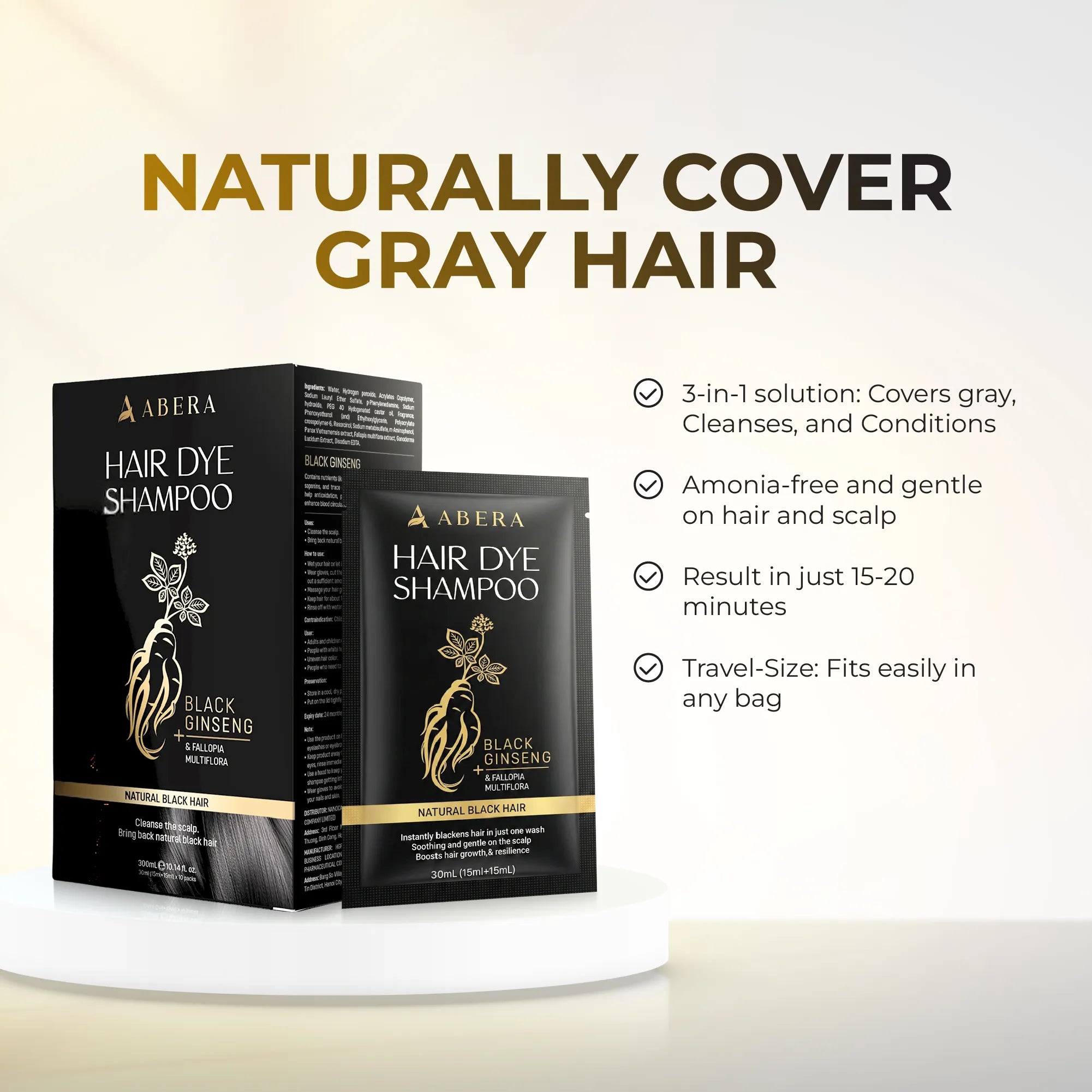ABERA Instant Hair Dye Shampoo - 10 Packs